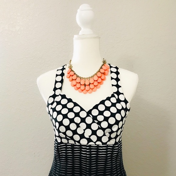 SOLD Dana Buchman A-Line Polka Dot Midi Dress - Picture 7 of 8